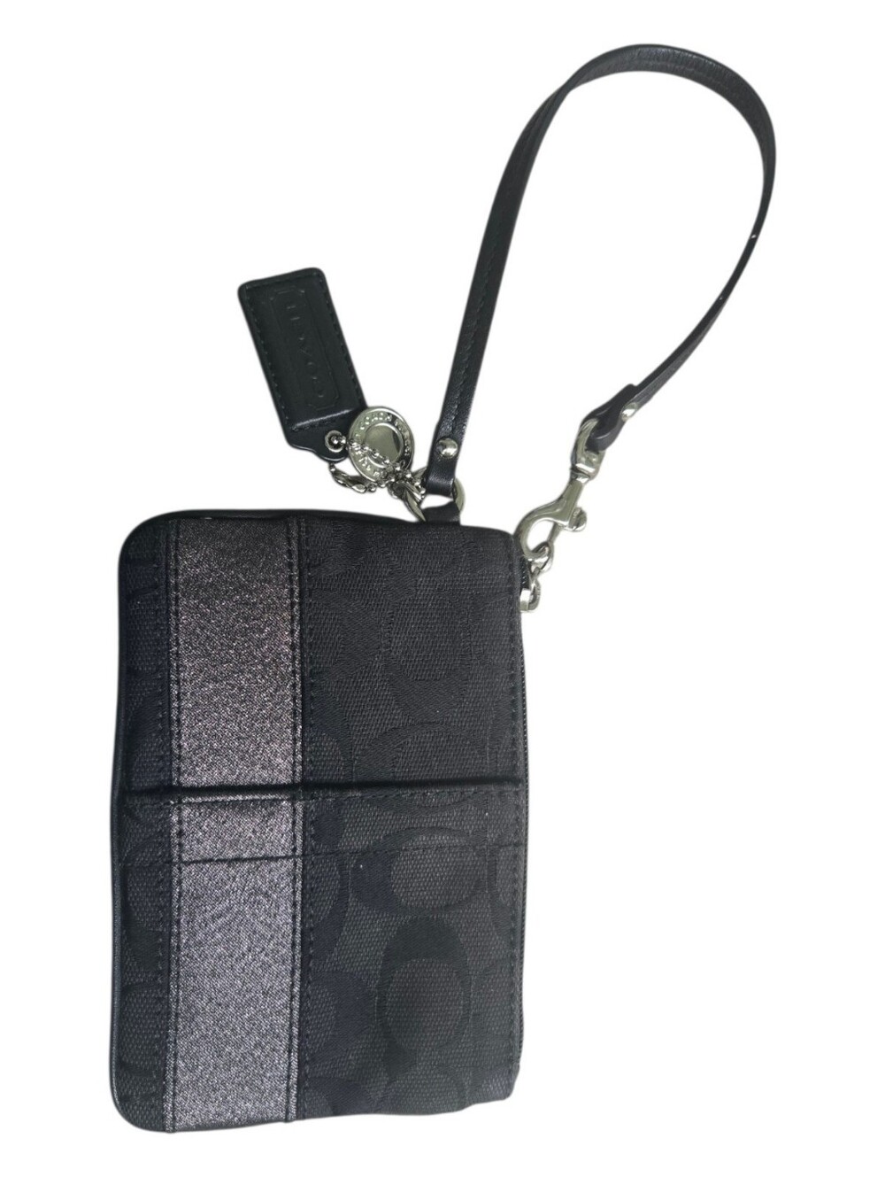 Coach Black Signature Jacquard Wristlet Pouch | Y2K Zip Clutch Wallet
